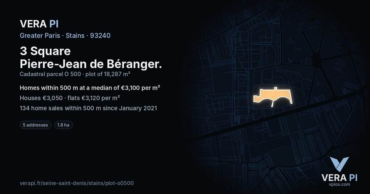 3 Square Pierre-Jean de Béranger, Stains at night – the plot lit, the parcels around coloured by the prices near them