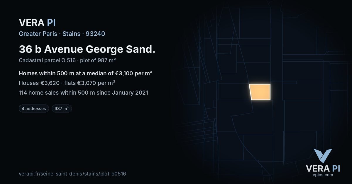 36 b Avenue George Sand, Stains at night – the plot lit, the parcels around coloured by the prices near them