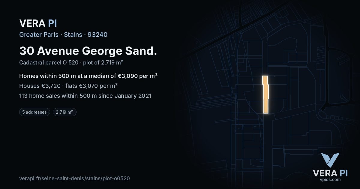 30 Avenue George Sand, Stains at night – the plot lit, the parcels around coloured by the prices near them