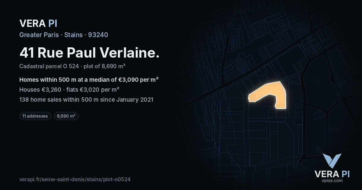 41 Rue Paul Verlaine, Stains at night – the plot lit, the parcels around coloured by the prices near them