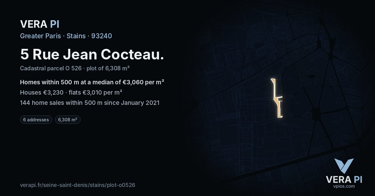 5 Rue Jean Cocteau, Stains at night – the plot lit, the parcels around coloured by the prices near them