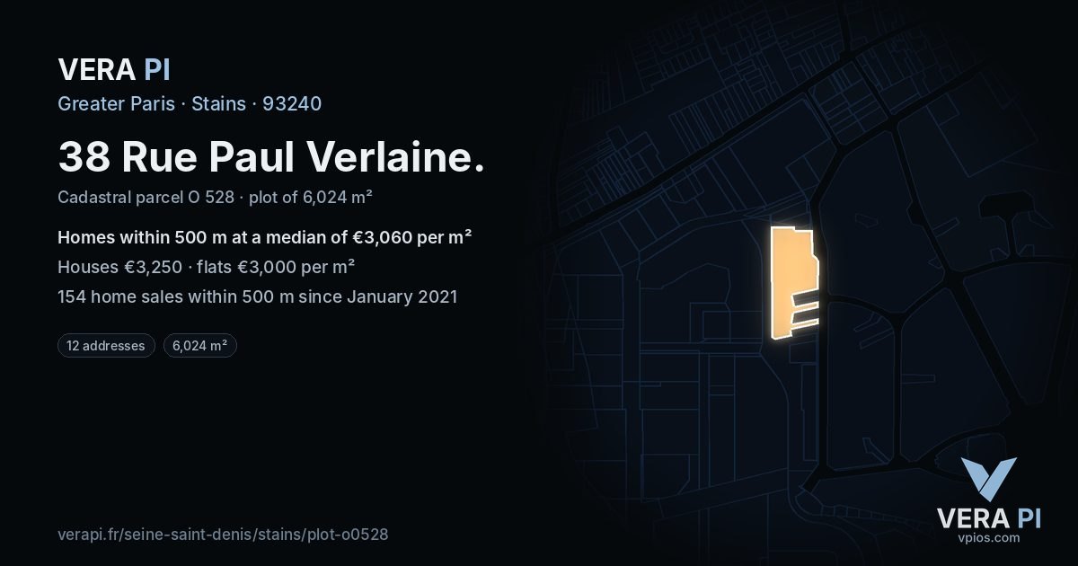 38 Rue Paul Verlaine, Stains at night – the plot lit, the parcels around coloured by the prices near them