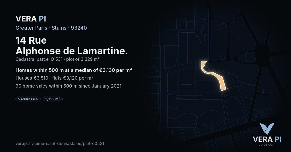 14 Rue Alphonse de Lamartine, Stains at night – the plot lit, the parcels around coloured by the prices near them