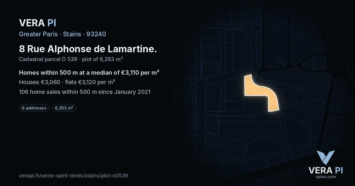 8 Rue Alphonse de Lamartine, Stains at night – the plot lit, the parcels around coloured by the prices near them