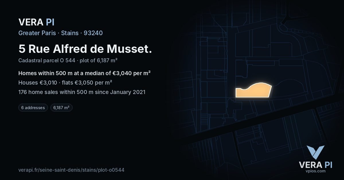 5 Rue Alfred de Musset, Stains at night – the plot lit, the parcels around coloured by the prices near them