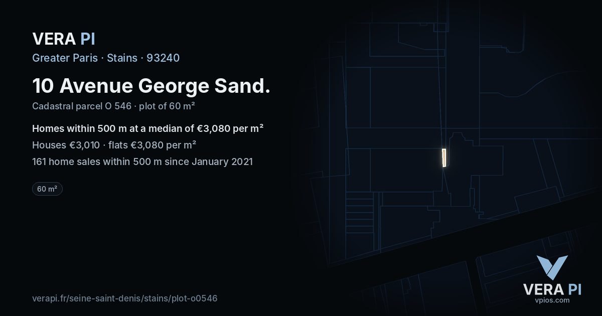 10 Avenue George Sand, Stains at night – the plot lit, the parcels around coloured by the prices near them