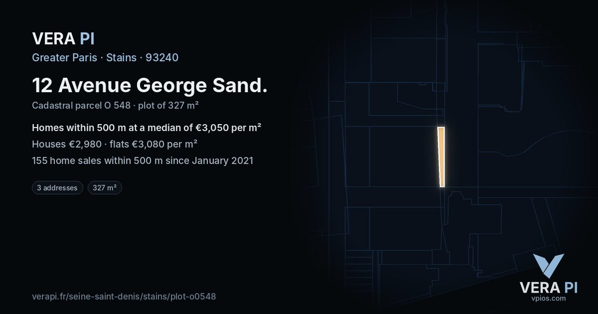 12 Avenue George Sand, Stains at night – the plot lit, the parcels around coloured by the prices near them
