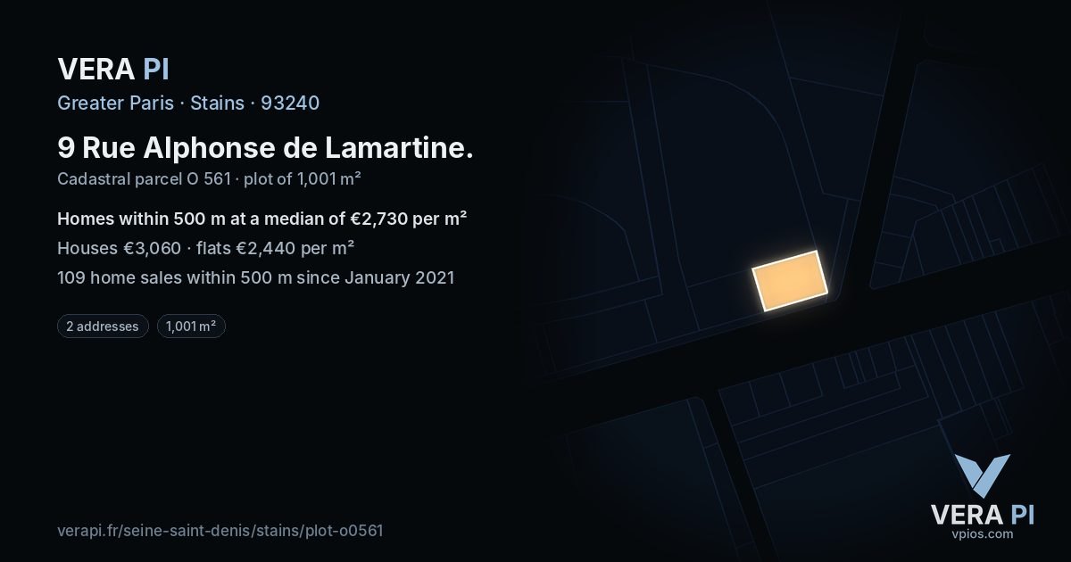 9 Rue Alphonse de Lamartine, Stains at night – the plot lit, the parcels around coloured by the prices near them