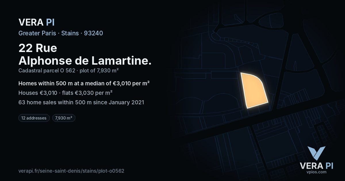 22 Rue Alphonse de Lamartine, Stains at night – the plot lit, the parcels around coloured by the prices near them