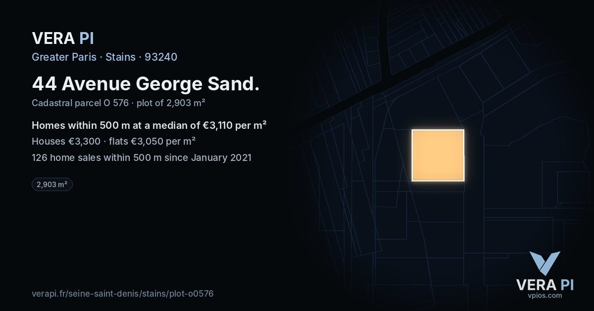 44 Avenue George Sand, Stains at night – the plot lit, the parcels around coloured by the prices near them