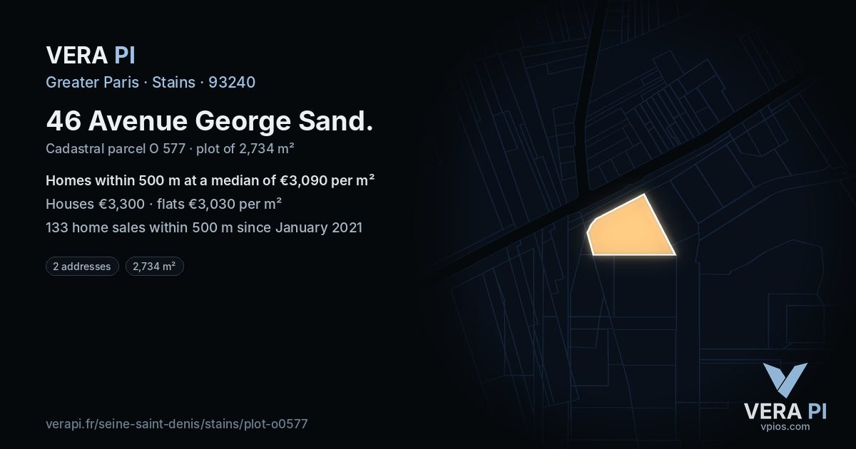 46 Avenue George Sand, Stains at night – the plot lit, the parcels around coloured by the prices near them