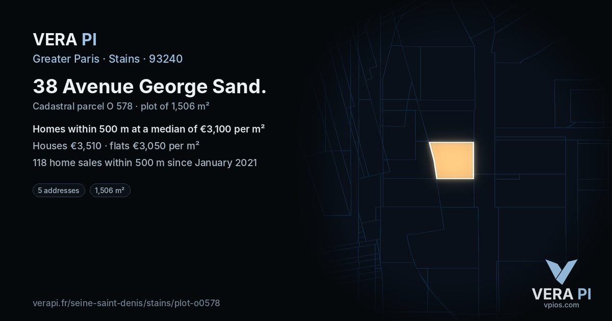 38 Avenue George Sand, Stains at night – the plot lit, the parcels around coloured by the prices near them