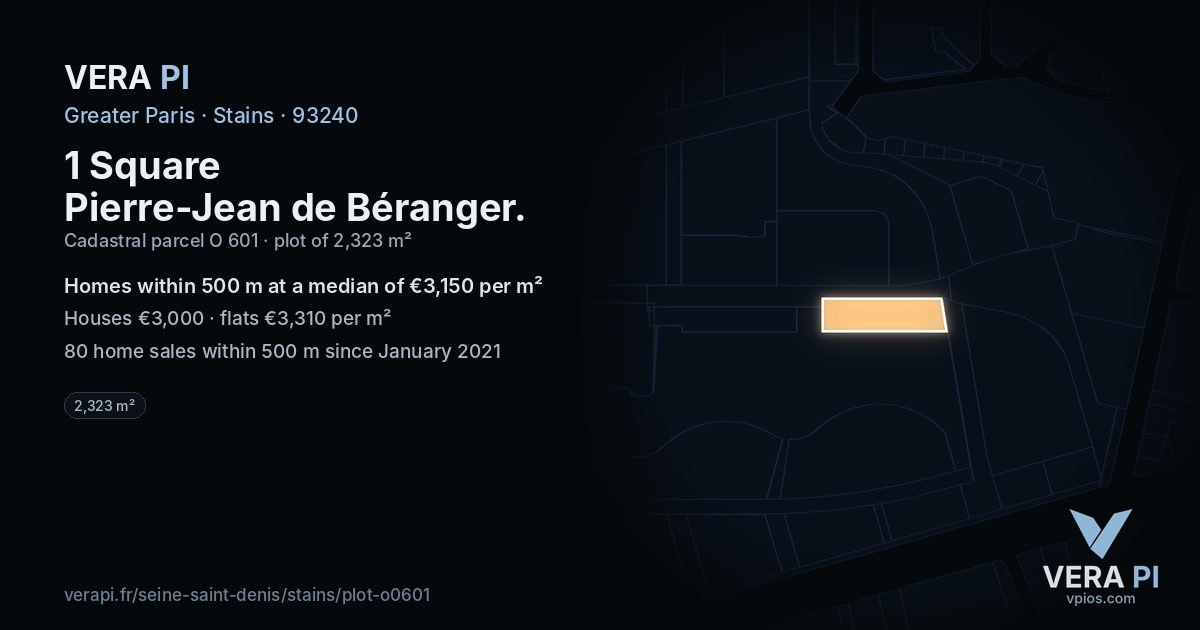 1 Square Pierre-Jean de Béranger, Stains at night – the plot lit, the parcels around coloured by the prices near them