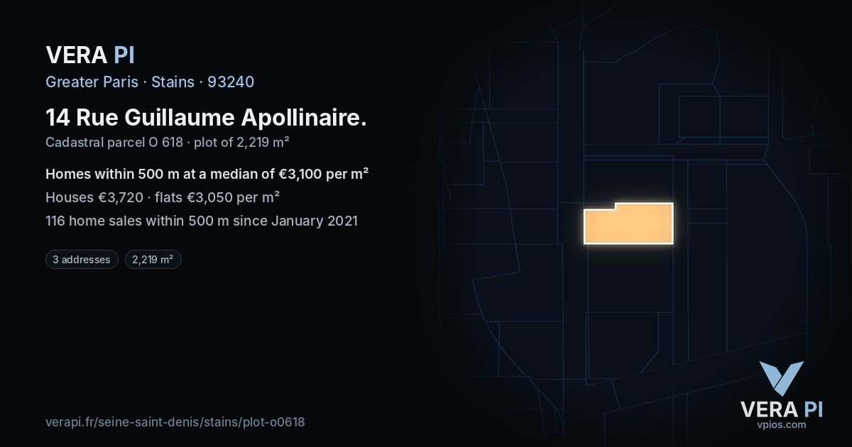14 Rue Guillaume Apollinaire, Stains at night – the plot lit, the parcels around coloured by the prices near them