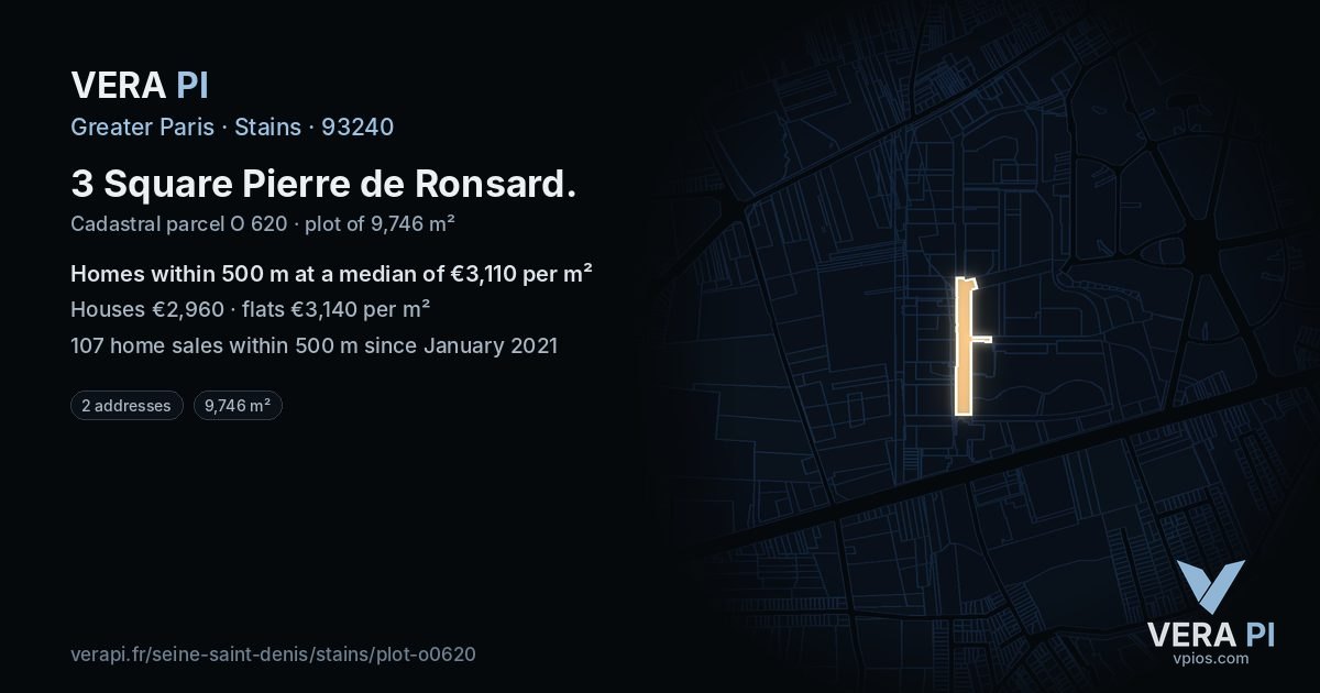 3 Square Pierre de Ronsard, Stains at night – the plot lit, the parcels around coloured by the prices near them