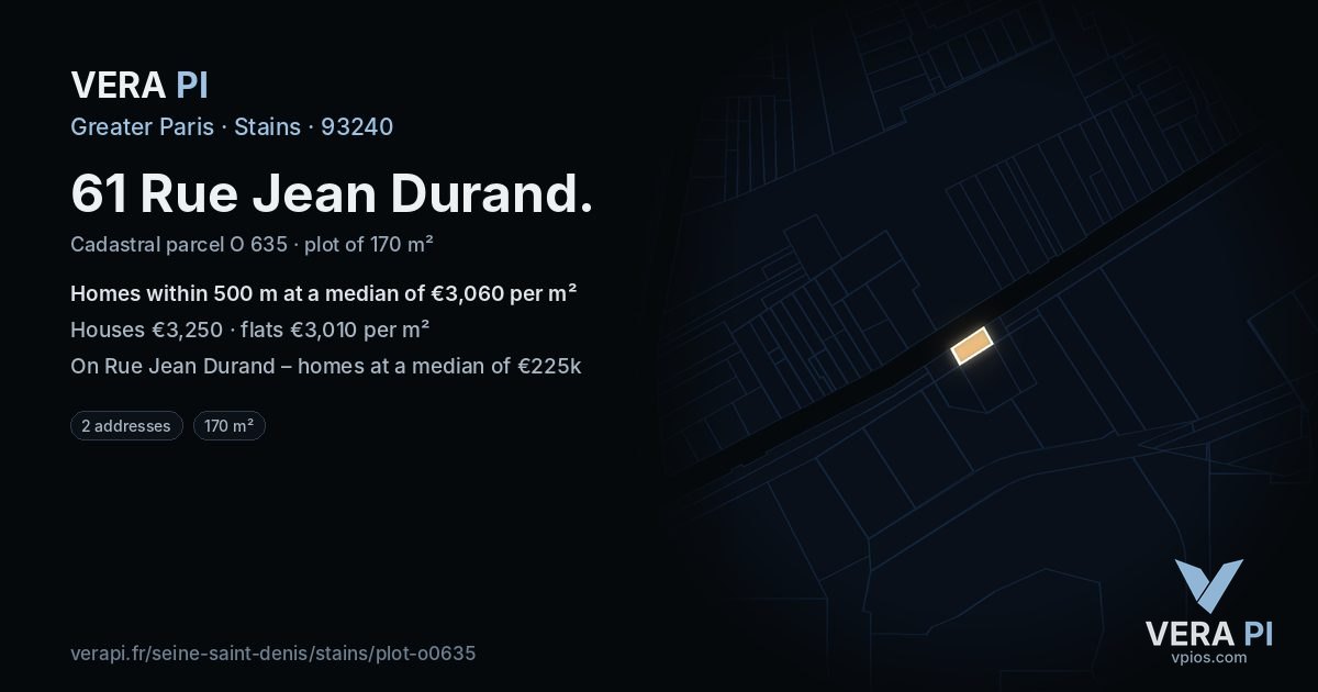 61 Rue Jean Durand, Stains at night – the plot lit, the parcels around coloured by the prices near them