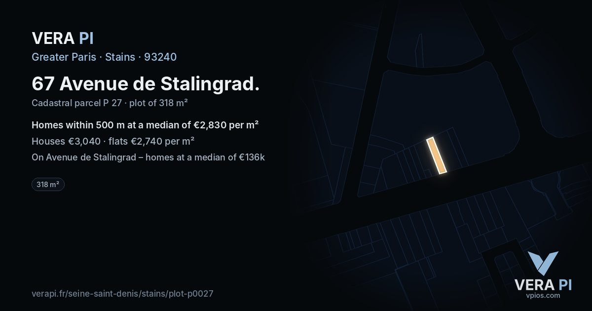 67 Avenue de Stalingrad, Stains at night – the plot lit, the parcels around coloured by the prices near them