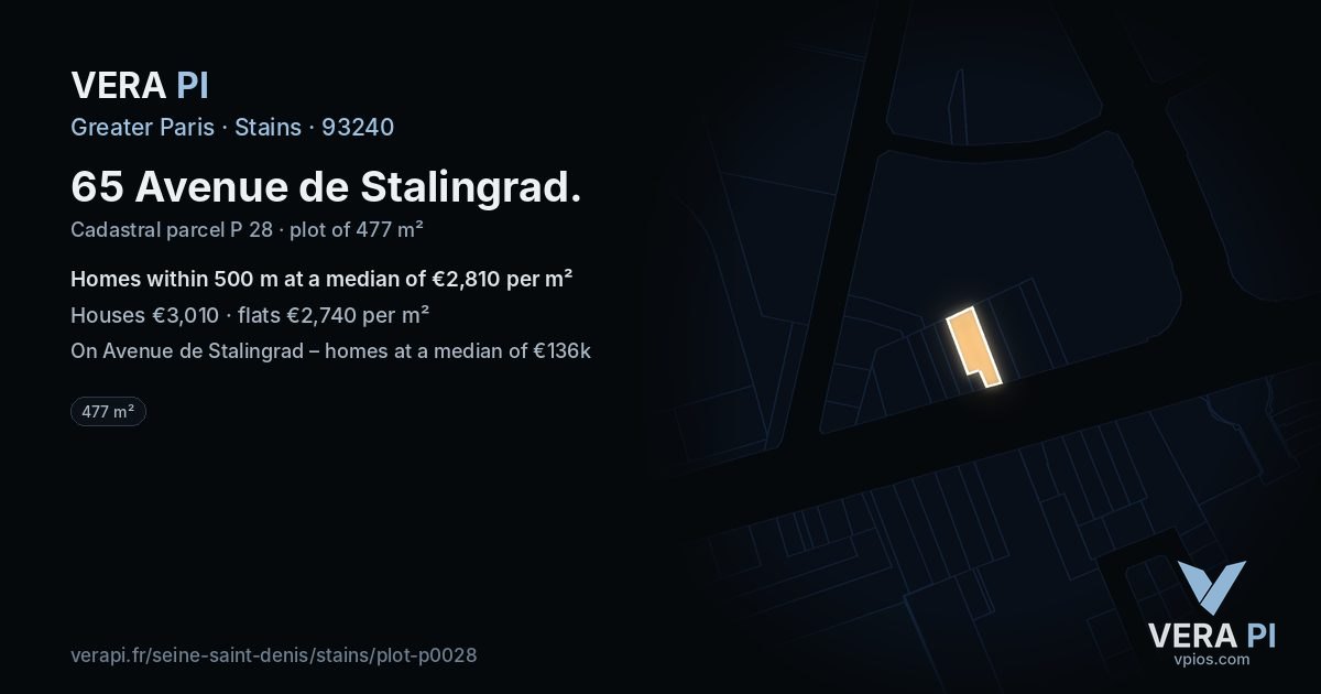 65 Avenue de Stalingrad, Stains at night – the plot lit, the parcels around coloured by the prices near them