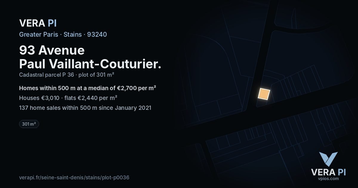 93 Avenue Paul Vaillant-Couturier, Stains at night – the plot lit, the parcels around coloured by the prices near them