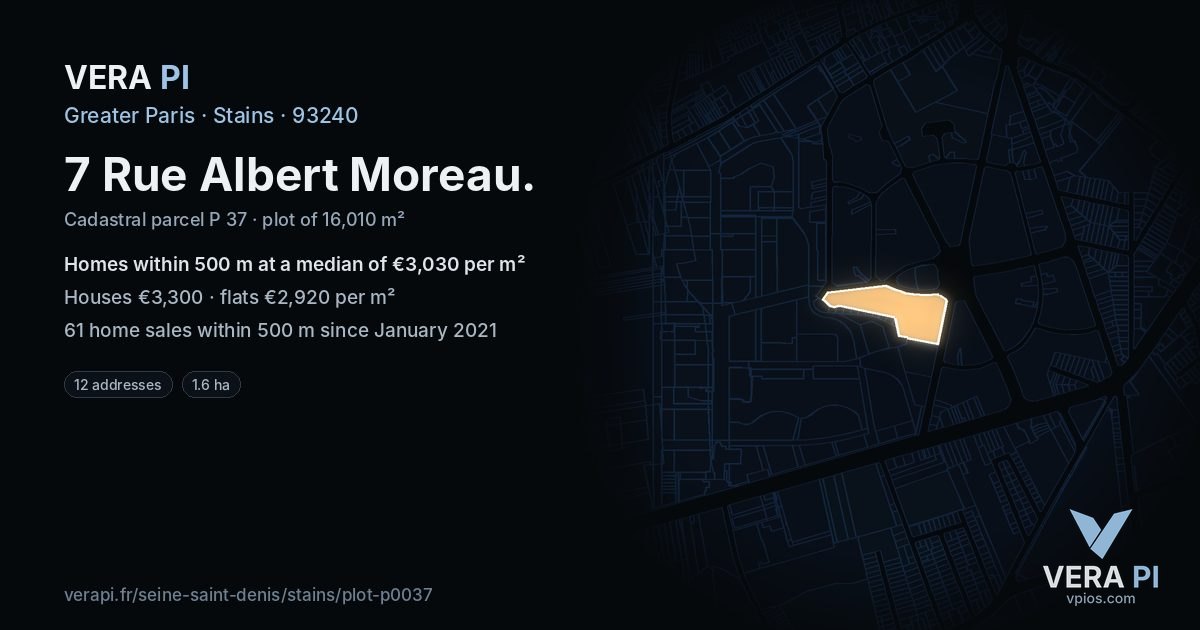 7 Rue Albert Moreau, Stains at night – the plot lit, the parcels around coloured by the prices near them