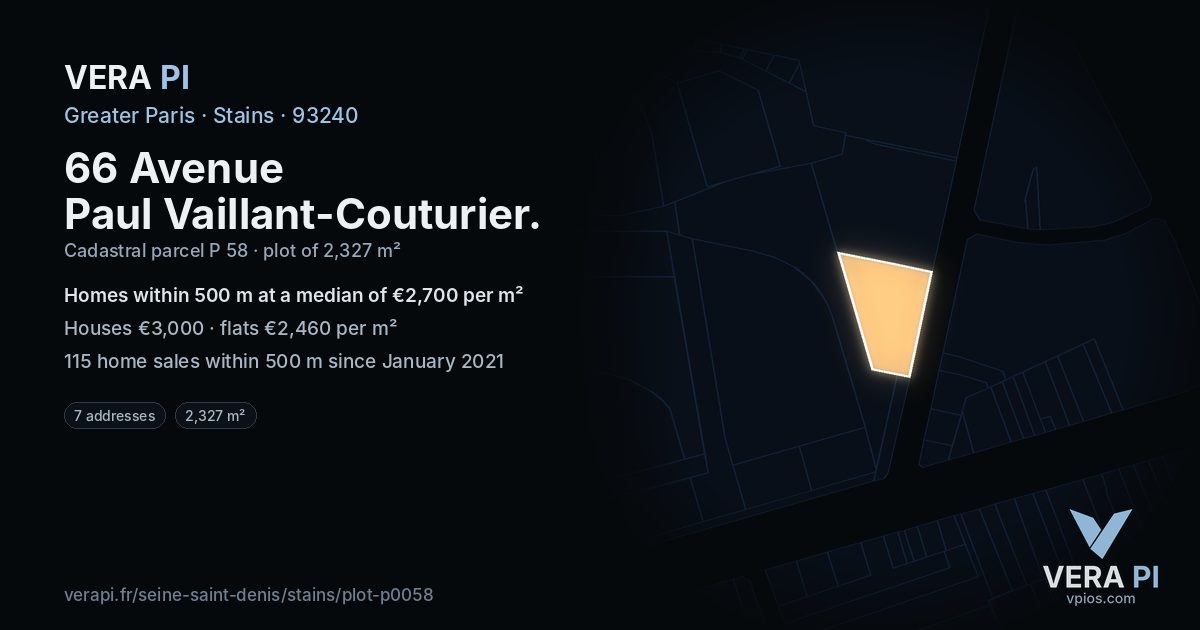 66 Avenue Paul Vaillant-Couturier, Stains at night – the plot lit, the parcels around coloured by the prices near them