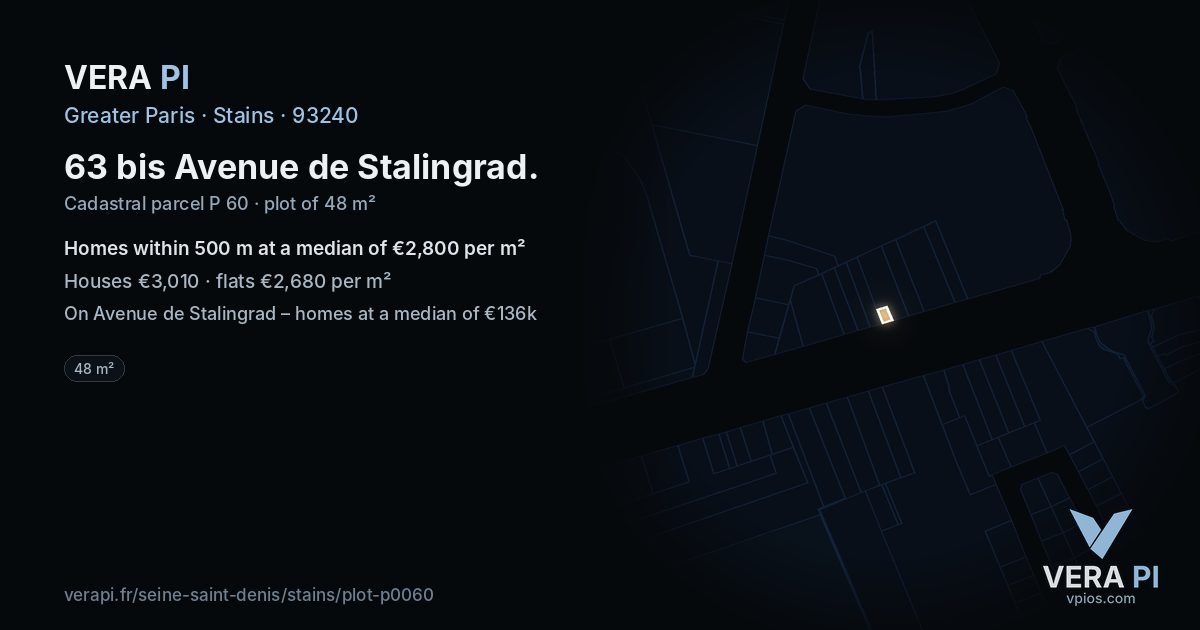 63 bis Avenue de Stalingrad, Stains at night – the plot lit, the parcels around coloured by the prices near them