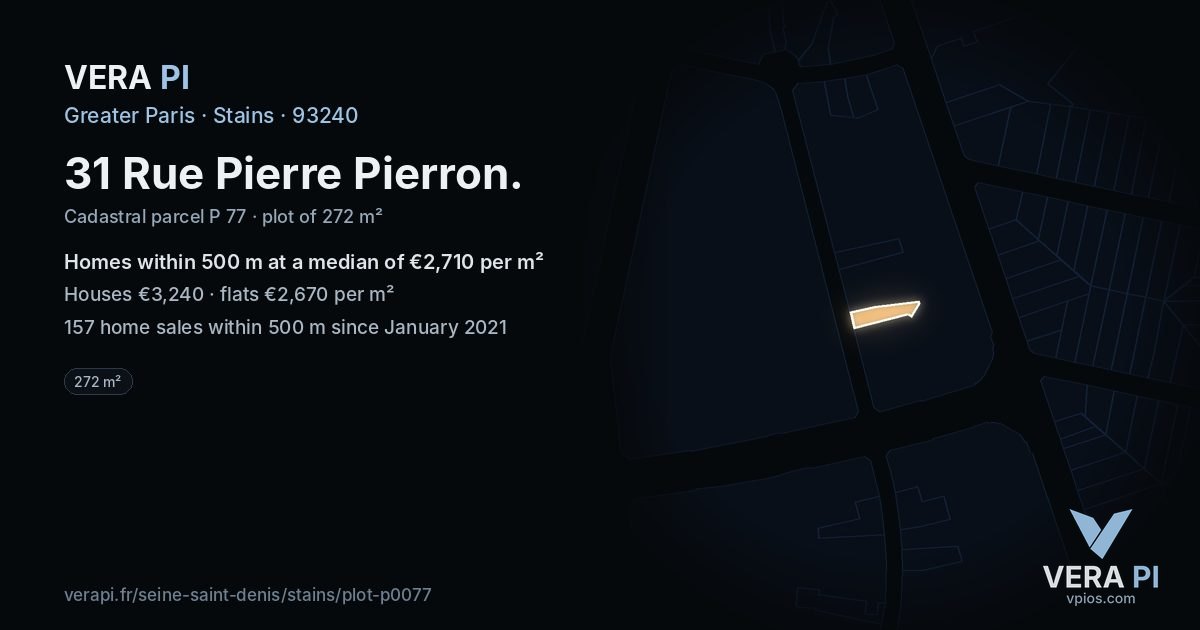 31 Rue Pierre Pierron, Stains at night – the plot lit, the parcels around coloured by the prices near them