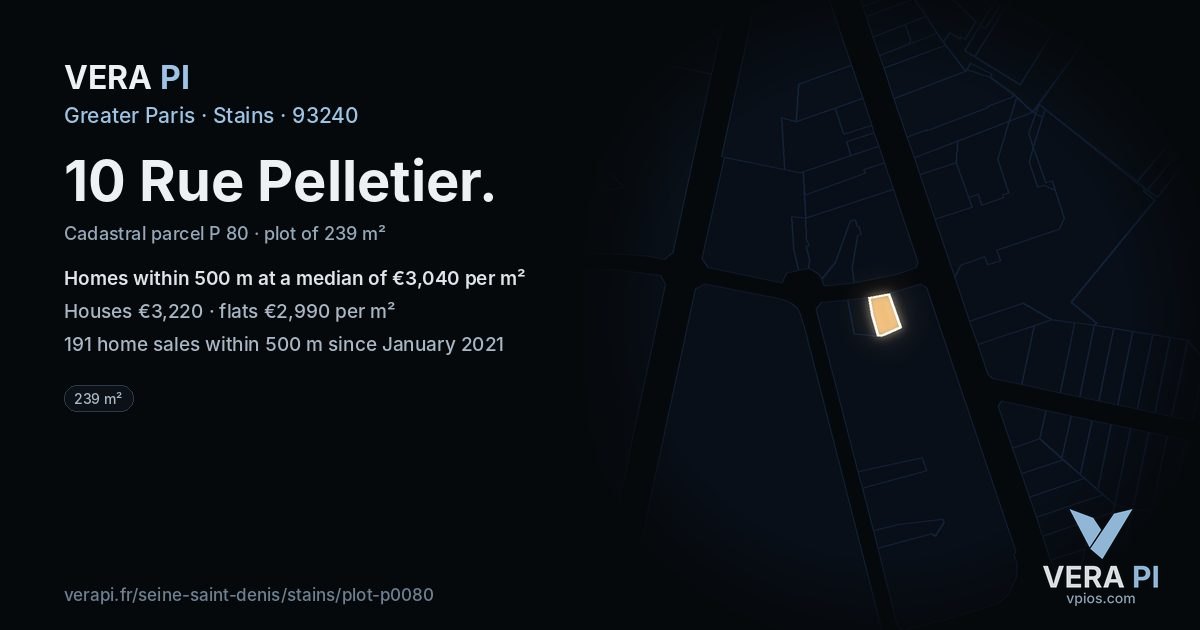 10 Rue Pelletier, Stains at night – the plot lit, the parcels around coloured by the prices near them