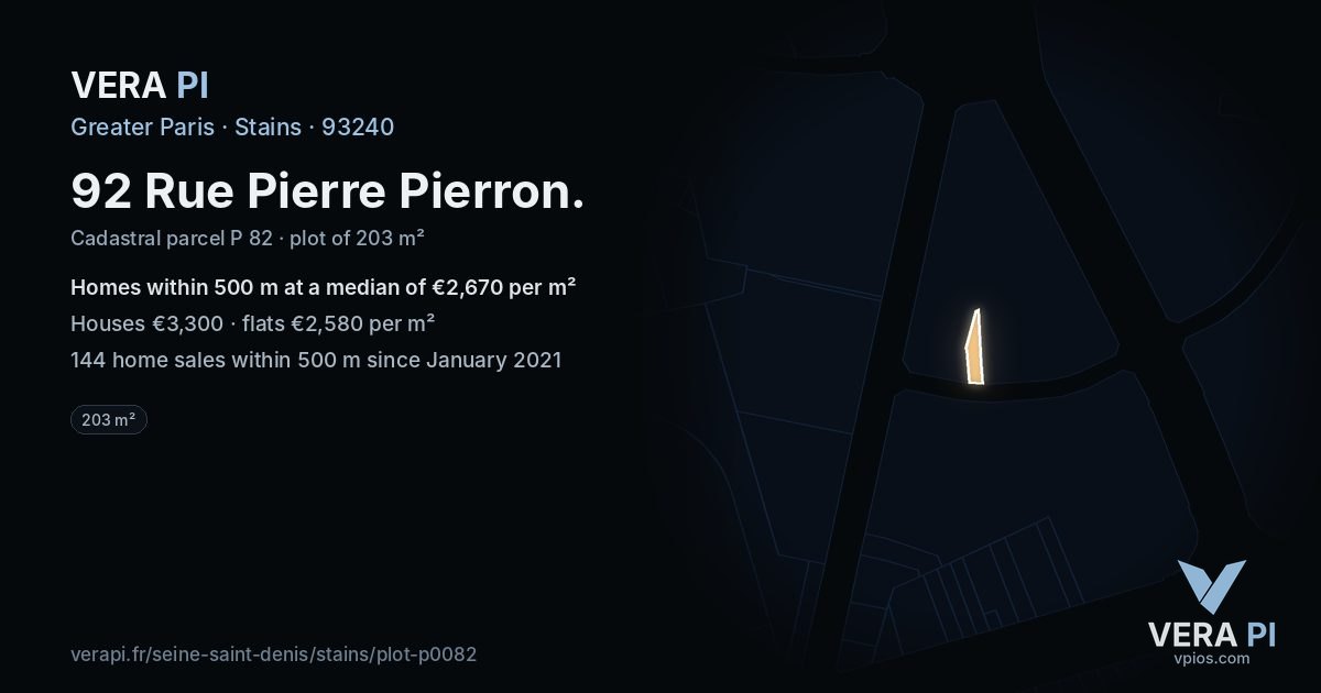 92 Rue Pierre Pierron, Stains at night – the plot lit, the parcels around coloured by the prices near them