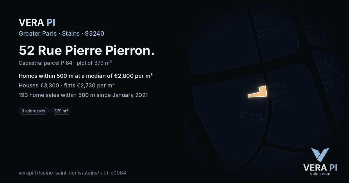 52 Rue Pierre Pierron, Stains at night – the plot lit, the parcels around coloured by the prices near them