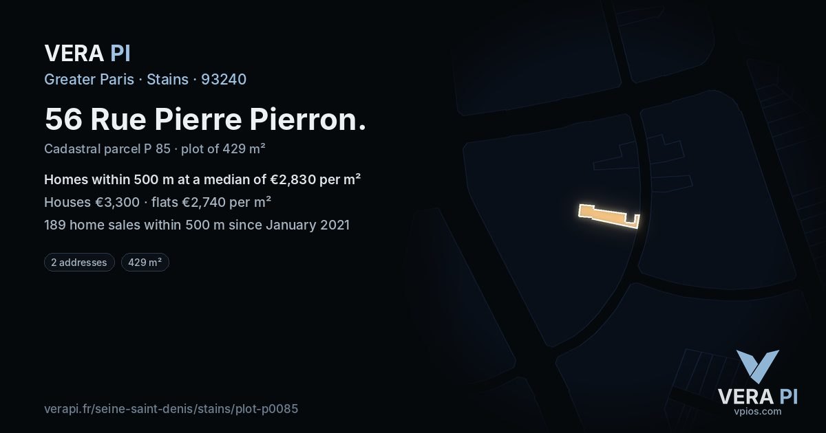 56 Rue Pierre Pierron, Stains at night – the plot lit, the parcels around coloured by the prices near them