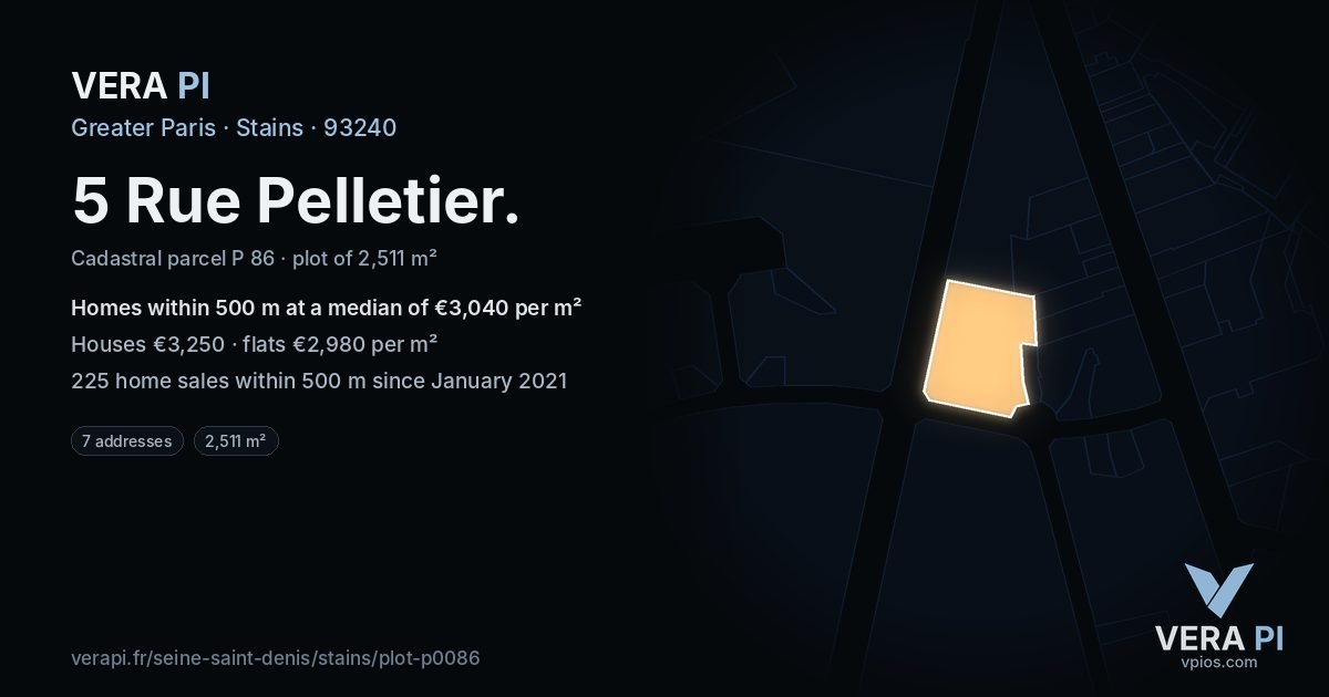 5 Rue Pelletier, Stains at night – the plot lit, the parcels around coloured by the prices near them