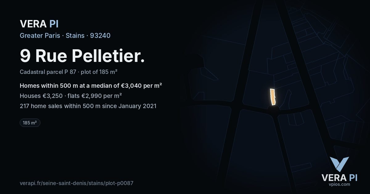 9 Rue Pelletier, Stains at night – the plot lit, the parcels around coloured by the prices near them