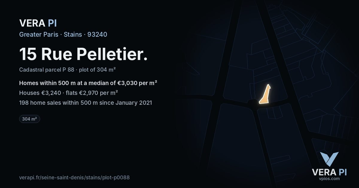 15 Rue Pelletier, Stains at night – the plot lit, the parcels around coloured by the prices near them