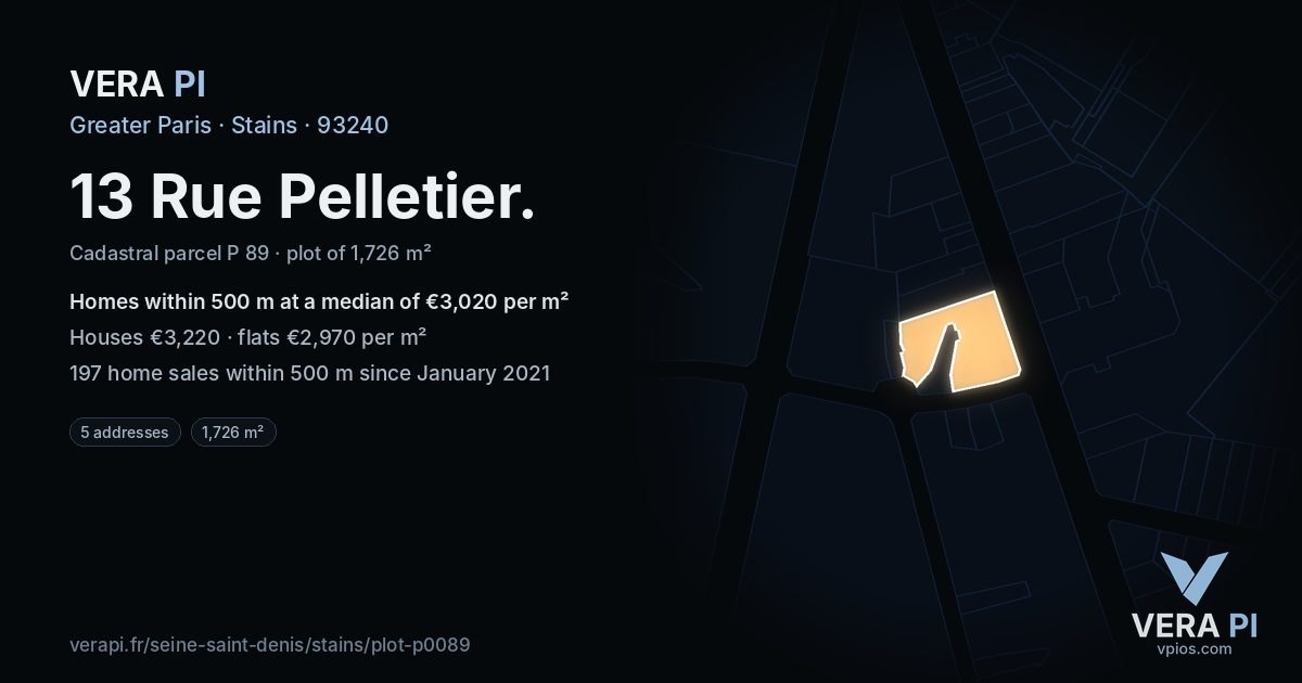 13 Rue Pelletier, Stains at night – the plot lit, the parcels around coloured by the prices near them