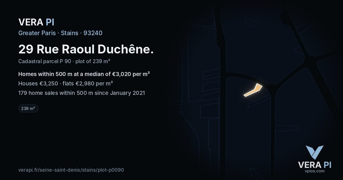 29 Rue Raoul Duchêne, Stains at night – the plot lit, the parcels around coloured by the prices near them