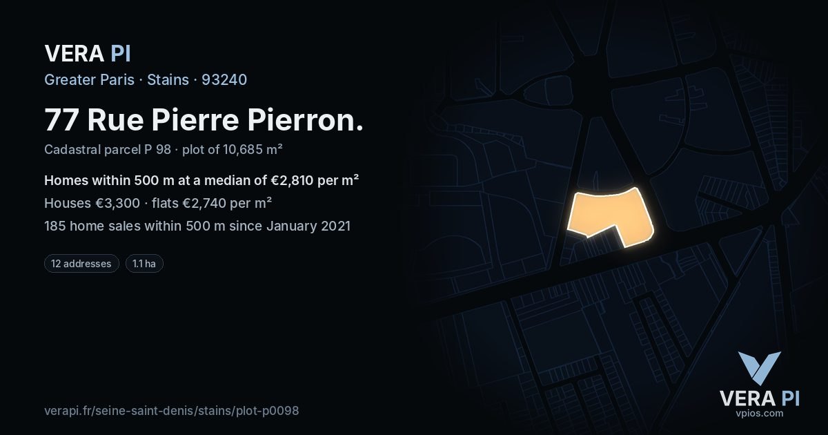 77 Rue Pierre Pierron, Stains at night – the plot lit, the parcels around coloured by the prices near them