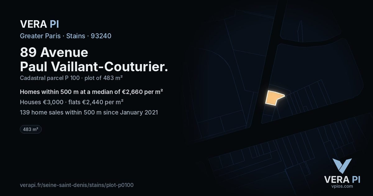 89 Avenue Paul Vaillant-Couturier, Stains at night – the plot lit, the parcels around coloured by the prices near them