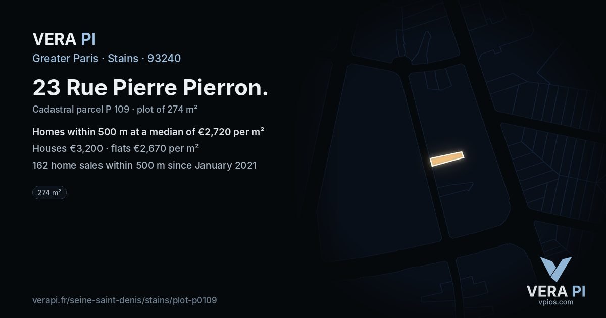 23 Rue Pierre Pierron, Stains at night – the plot lit, the parcels around coloured by the prices near them