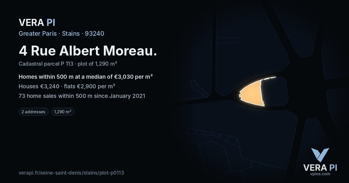 4 Rue Albert Moreau, Stains at night – the plot lit, the parcels around coloured by the prices near them