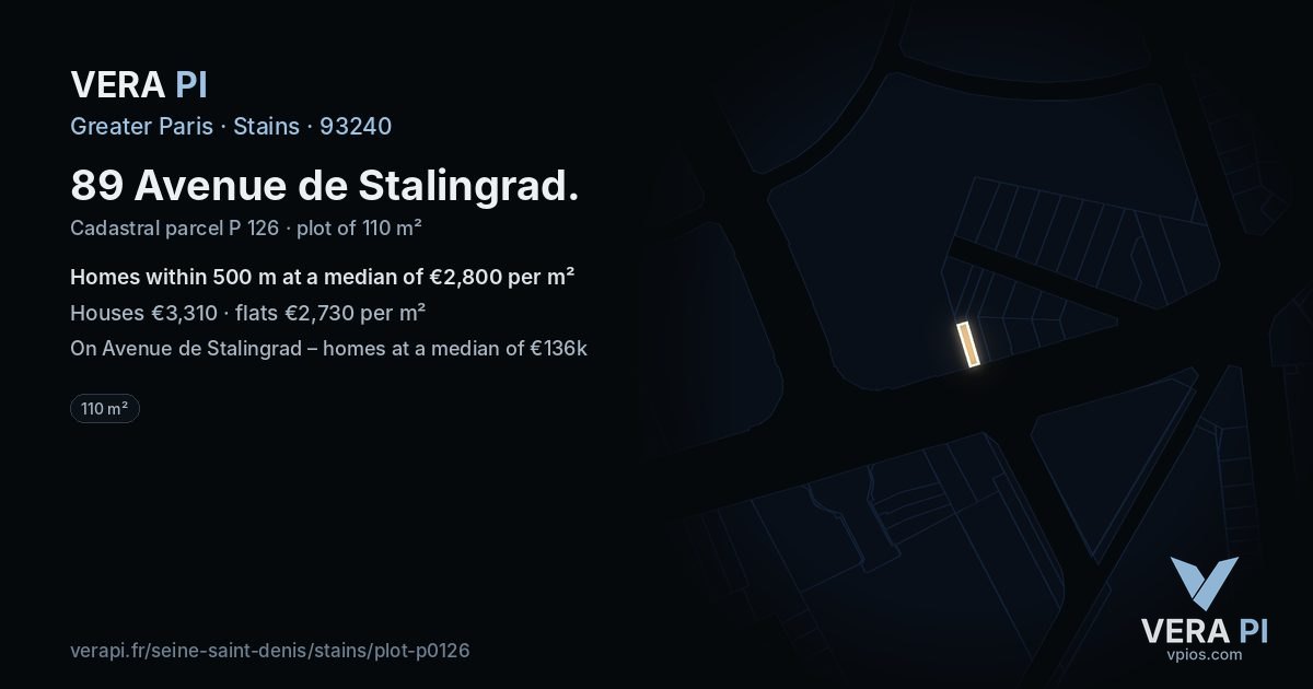 89 Avenue de Stalingrad, Stains at night – the plot lit, the parcels around coloured by the prices near them