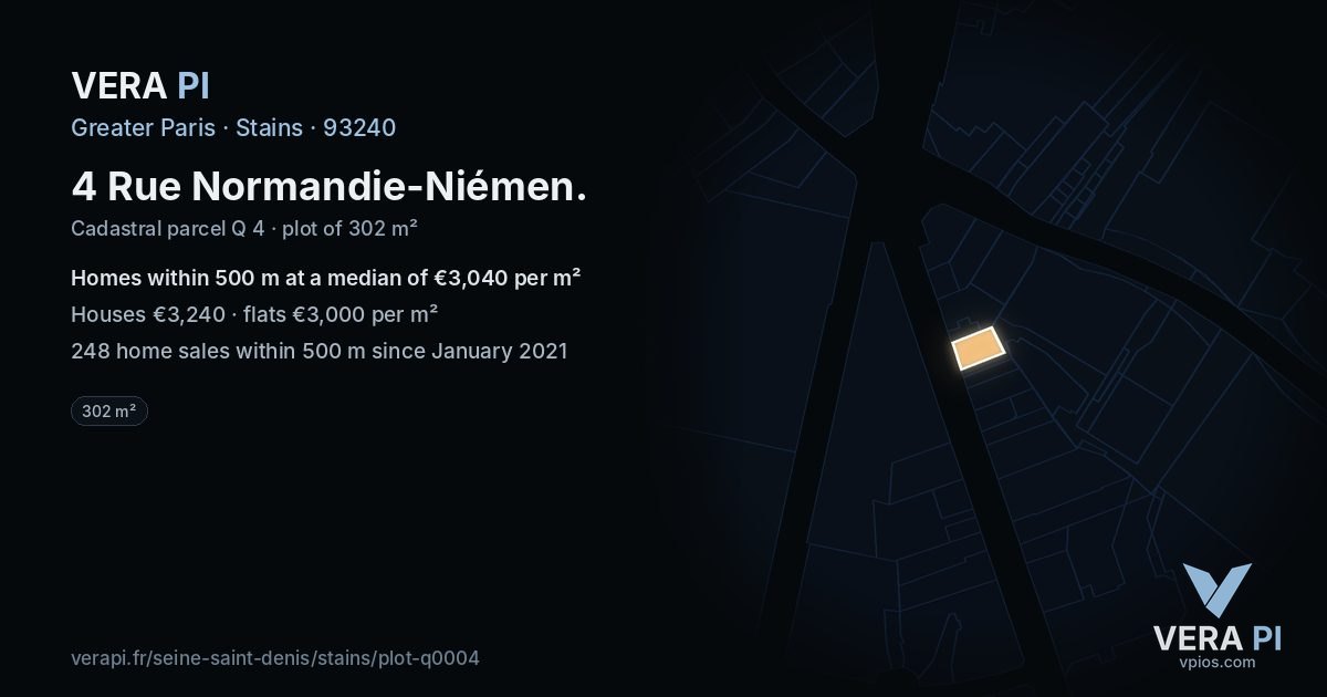 4 Rue Normandie-Niémen, Stains at night – the plot lit, the parcels around coloured by the prices near them