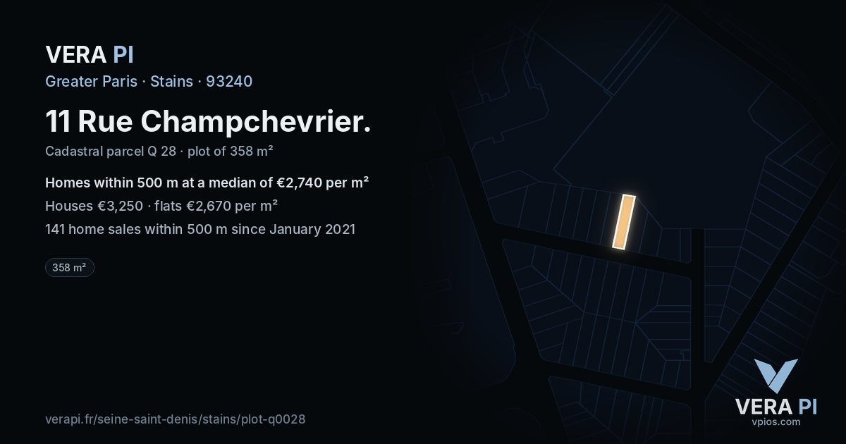 11 Rue Champchevrier, Stains at night – the plot lit, the parcels around coloured by the prices near them