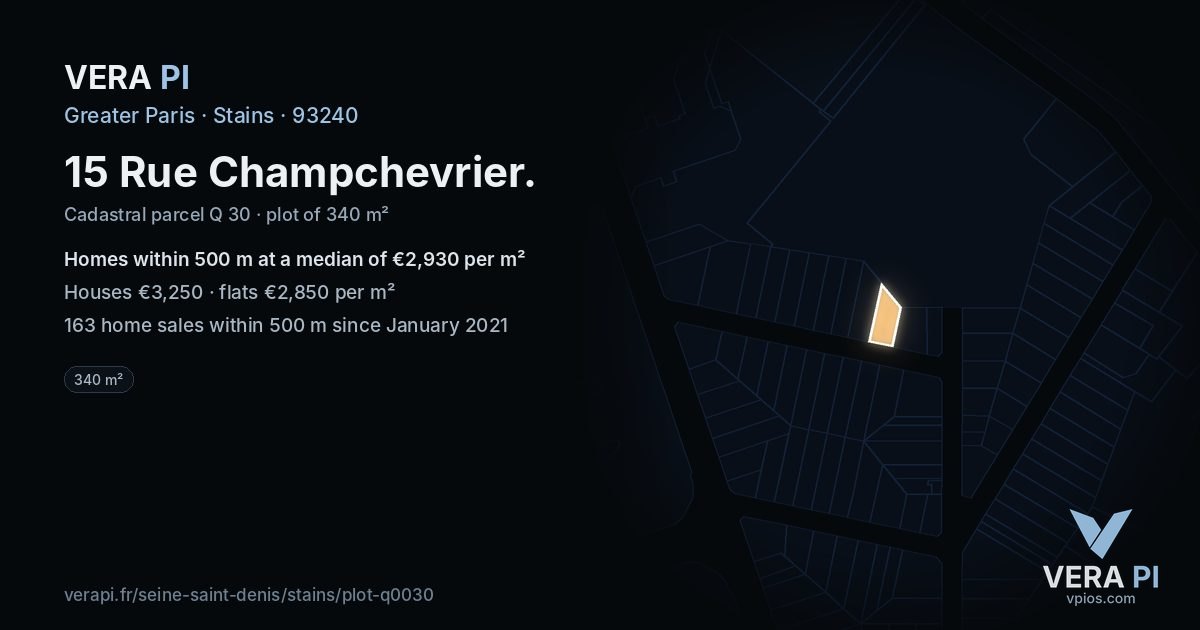 15 Rue Champchevrier, Stains at night – the plot lit, the parcels around coloured by the prices near them