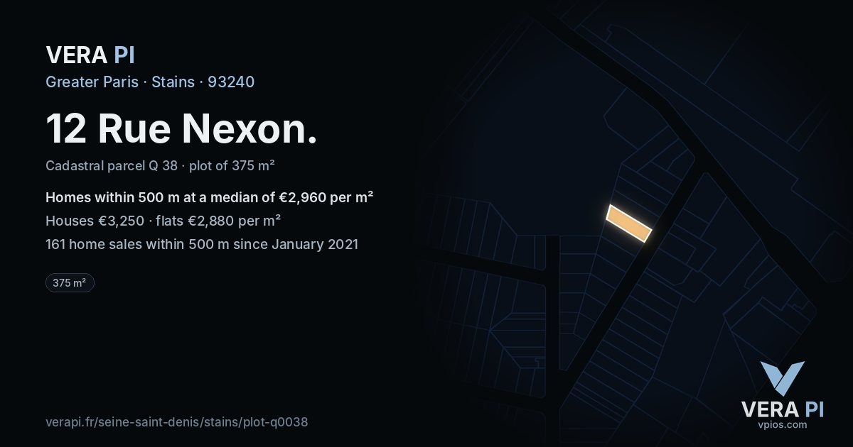 12 Rue Nexon, Stains at night – the plot lit, the parcels around coloured by the prices near them