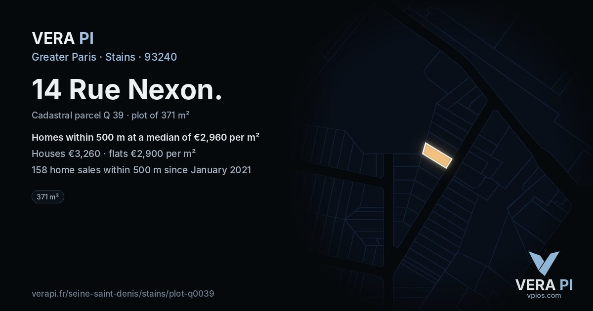 14 Rue Nexon, Stains at night – the plot lit, the parcels around coloured by the prices near them
