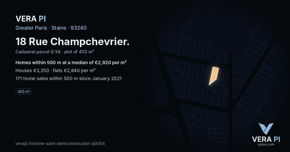 18 Rue Champchevrier, Stains at night – the plot lit, the parcels around coloured by the prices near them