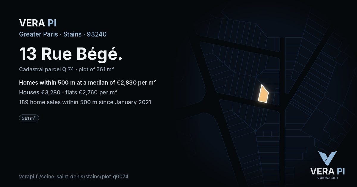 13 Rue Bégé, Stains at night – the plot lit, the parcels around coloured by the prices near them