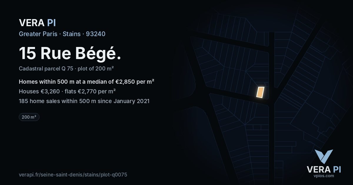 15 Rue Bégé, Stains at night – the plot lit, the parcels around coloured by the prices near them