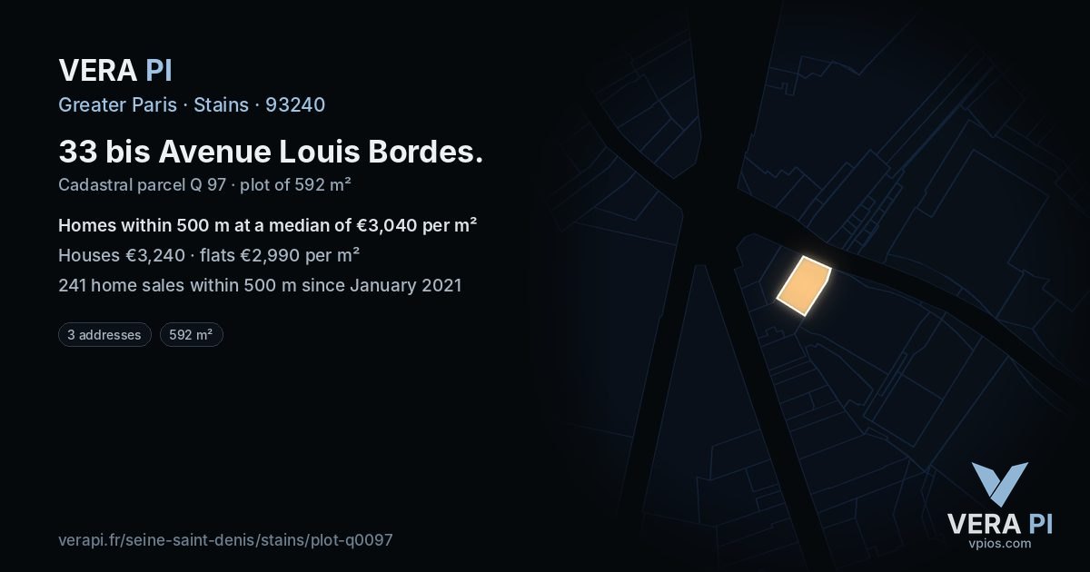 33 bis Avenue Louis Bordes, Stains at night – the plot lit, the parcels around coloured by the prices near them